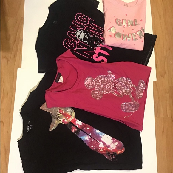 4 graphic t shirt bundle pink with laser cat, Minnie Mouse crystal, and more - Picture 14 of 16